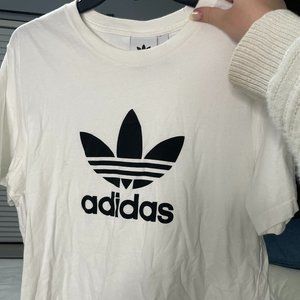 Adidas White Graphic Logo Tee Size Medium